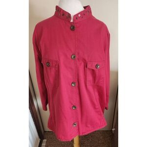 J30 Pathways by Alison Lane jacket w/metal buttons studded collar & flap pockets